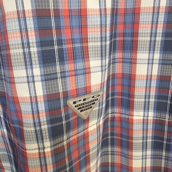 Columbia Omni-Shade Short Sleeve Shirt Plaid Red Blue Button Sz XXL Fishing W506 - Picture 6 of 11